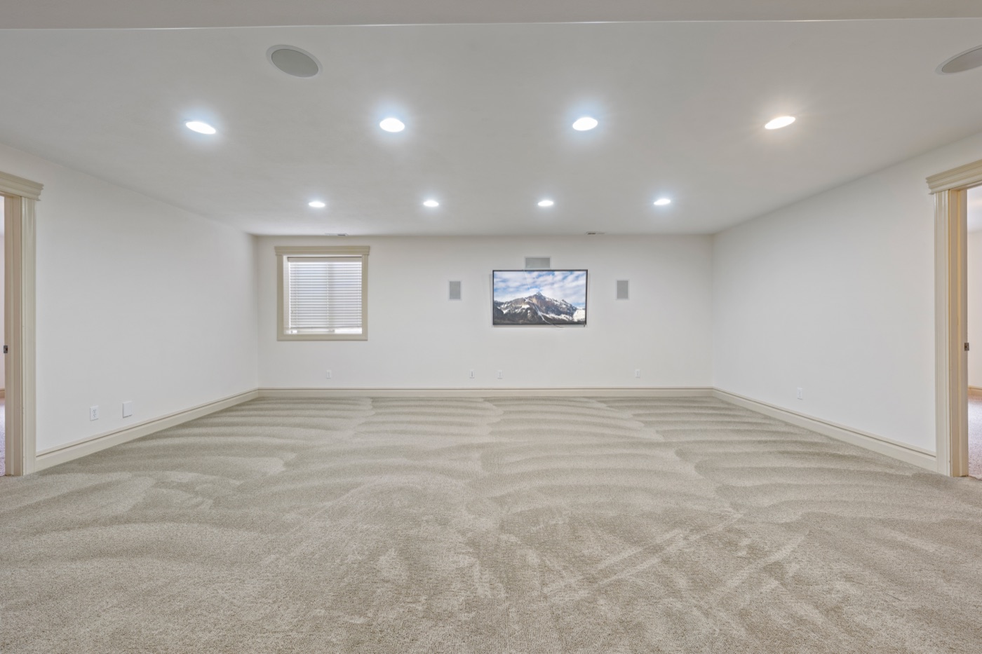 Lower level family room with built-in audio